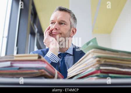 businessman working in office, Leipzig, Saxony, Germany Stock Photo