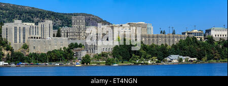 View of West Point Military Academy on Hudson River from Garrison, NY. Stock Photo