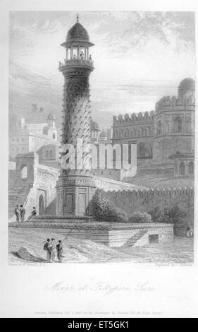 Minar at Futtypore Siere or Fatehpur Sikri ; Uttar Pradesh ; India Stock Photo