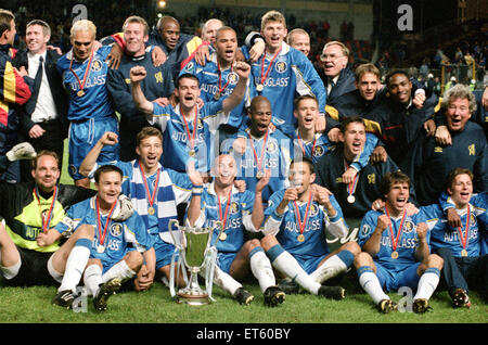 UEFA Cup Winners' Cup Final Chelsea v Stuttgart, held at Råsunda Stadium. Chelsea won the match 1-0, thanks to a Gianfranco Zola goal. 13th May 1998. Stock Photo