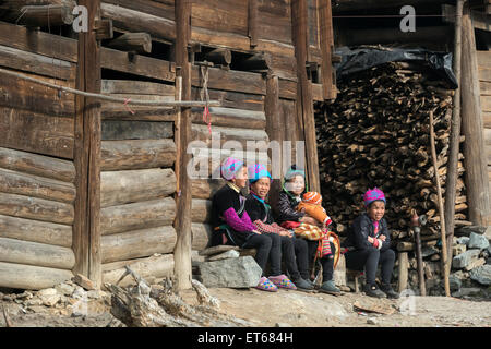 Ethnic Dong women, Huanggang Dong Village, Guizhou Province, China Stock Photo