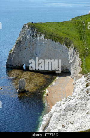 Chalk Cliffs of Bat's Head & Butter Rock viewed from  Swyre Head, Dorset Stock Photo