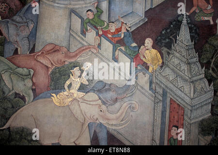 Mural In Wat Pho Temple, Thailand Stock Photo