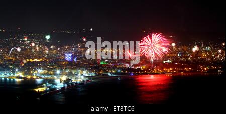 Fireworks explode east of the Bulgarian capital Sofia in honor of the new year  Featuring: Bulgaria New Year Where: Varna, Bulgaria When: 31 Dec 2014 Credit: Impact Press Group/WENN.com Stock Photo