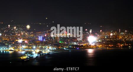 Fireworks explode east of the Bulgarian capital Sofia in honor of the new year  Featuring: Bulgaria New Year Where: Varna, Bulgaria When: 31 Dec 2014 Credit: Impact Press Group/WENN.com Stock Photo