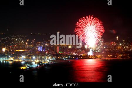 Fireworks explode east of the Bulgarian capital Sofia in honor of the new year  Featuring: Bulgaria New Year Where: Varna, Bulgaria When: 31 Dec 2014 Credit: Impact Press Group/WENN.com Stock Photo