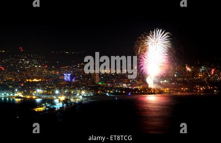 Fireworks explode east of the Bulgarian capital Sofia in honor of the new year  Featuring: Bulgaria New Year Where: Varna, Bulgaria When: 31 Dec 2014 Credit: Impact Press Group/WENN.com Stock Photo