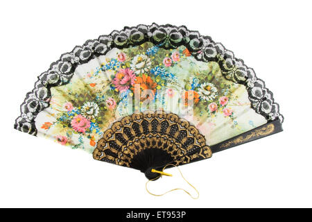 Elegant chinese fan isolated over white background Stock Photo