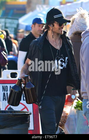 Ian Somerhalder shops for fresh produce at the Studio City Farmers Market.  Featuring: Ian Somerhalder Where: Studio City California, California, United States When: 04 Jan 2015 Credit: VALPO NNEWs/WENN.com Stock Photo