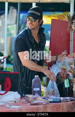 Ian Somerhalder shops for fresh produce at the Studio City Farmers Market.  Featuring: Ian Somerhalder Where: Studio City California, California, United States When: 04 Jan 2015 Credit: VALPO NNEWs/WENN.com Stock Photo