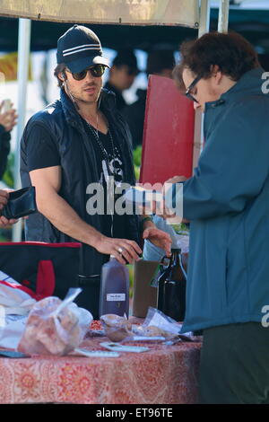 Ian Somerhalder shops for fresh produce at the Studio City Farmers Market.  Featuring: Ian Somerhalder Where: Studio City California, California, United States When: 04 Jan 2015 Credit: VALPO NNEWs/WENN.com Stock Photo