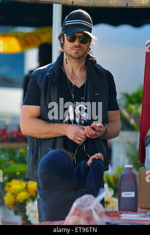 Ian Somerhalder shops for fresh produce at the Studio City Farmers Market.  Featuring: Ian Somerhalder Where: Studio City California, California, United States When: 04 Jan 2015 Credit: VALPO NNEWs/WENN.com Stock Photo