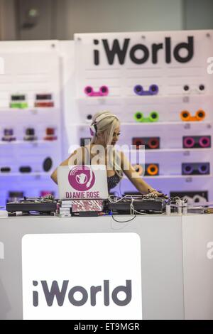 DJ Amie Rose is seen keeping the party going at the International Consumer Electronics Show at the Las Vegas Convention Center for iWorld  The International Playboy Playmate and DJ always paid tribute to the tech world by wearing a tight fitting pac-man print dress  Featuring: DJ Amie Rose Where: Las Vegas, Nevada, United States When: 07 Jan 2015 Credit: WENN.com Stock Photo