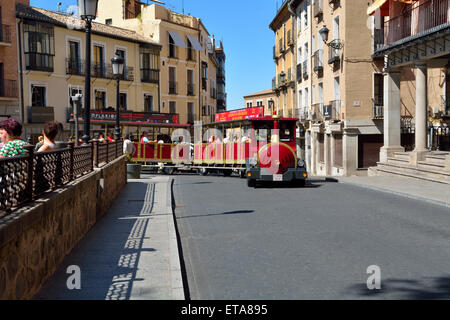 Tourist sightseeing train in Plaza de Zocodover, Toledo, Spain Stock Photo