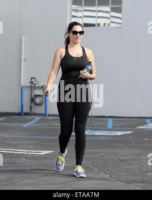 Kelly Brook leaving the gym after a workout  Featuring: Kelly Brook Where: Los Angeles, California, United States When: 09 Jan 2015 Credit: Cousart/JFXimages/WENN.com Stock Photo