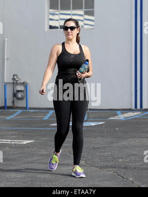 Kelly Brook leaving the gym after a workout  Featuring: Kelly Brook Where: Los Angeles, California, United States When: 09 Jan 2015 Credit: Cousart/JFXimages/WENN.com Stock Photo