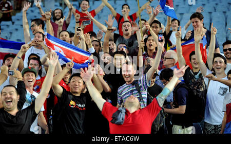 2015 AFC finals match Uzbekistan vs. DPR Korea. Uzbekistan struggled to defeat a gallant DPR Korea in their first pool match.  Featuring: Kim Jong-Un imposter Where: Sydney, Australia When: 10 Jan 2015 Credit: WENN.com Stock Photo