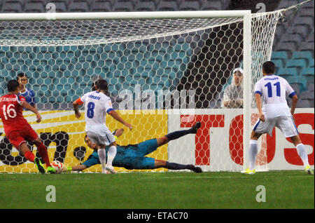 2015 AFC finals match Uzbekistan vs. DPR Korea. Uzbekistan struggled to defeat a gallant DPR Korea in their first pool match.  Featuring: Ri Myong Guk Where: Sydney, Australia When: 10 Jan 2015 Credit: WENN.com Stock Photo