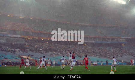 2015 AFC finals match Uzbekistan vs. DPR Korea. Uzbekistan struggled to defeat a gallant DPR Korea in their first pool match.  Featuring: Atmosphere Where: Sydney, Australia When: 10 Jan 2015 Credit: WENN.com Stock Photo