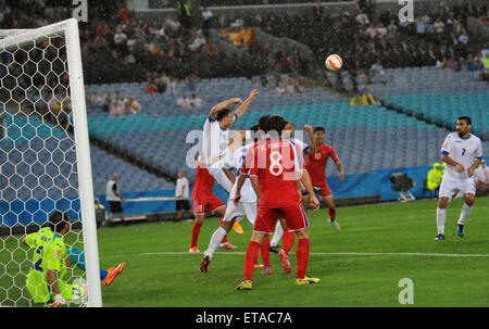 2015 AFC finals match Uzbekistan vs. DPR Korea. Uzbekistan struggled to defeat a gallant DPR Korea in their first pool match.  Featuring: Vitaliy Denisov Where: Sydney, Australia When: 10 Jan 2015 Credit: WENN.com Stock Photo