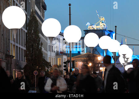 Berlin, Germany, balloons of light limit at the Brandenburg Gate in Berlin-Mitte Stock Photo