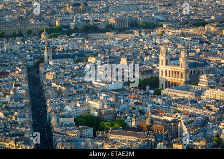 Overhead view of Eglise Saint Sulpice and the buldings of Paris, France Stock Photo