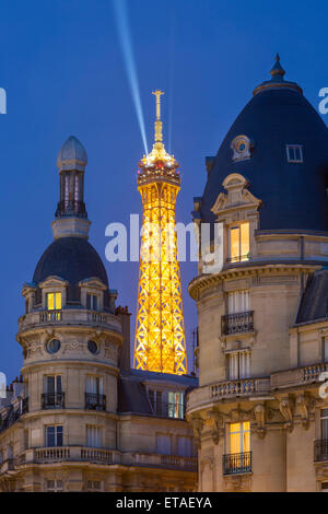 Paris and the Eiffel Tower viewed from central Paris. popular tourist ...