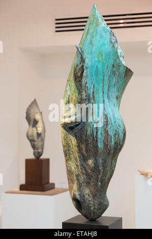 London, UK. 9 June 2015. Horse sculptures on display. The solo exhibition of British sculptor Nic Fiddian-Green opens at Sladmore Contemporary in London (10 June to 31 July 2015). Stock Photo