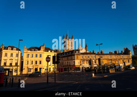 Sunrise in Bath Somerset England with Abbey in background Stock Photo