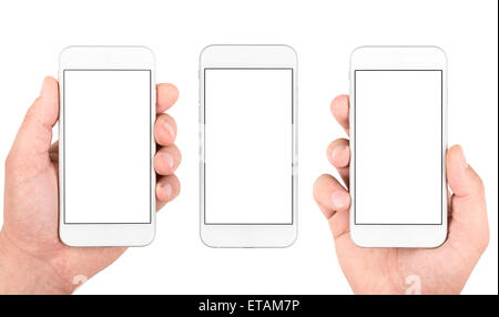 Set of isolated gadgets and hands Stock Photo