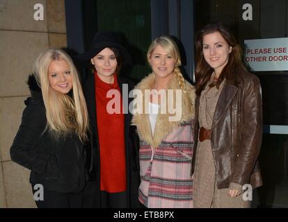 Celtic Woman performers Mairead Nesbitt, Mairead Carlin, Susan McFadden & Lynn Hilary at Newstalk as guests on Pat Kenny Show, Dublin, Ireland - 13.01.15.  Featuring: Mairead Nesbitt, Mairead Carlin, Susan McFadden, Lynn Hilary Where: Dublin, Ireland When: 13 Jan 2015 Credit: WENN.com Stock Photo