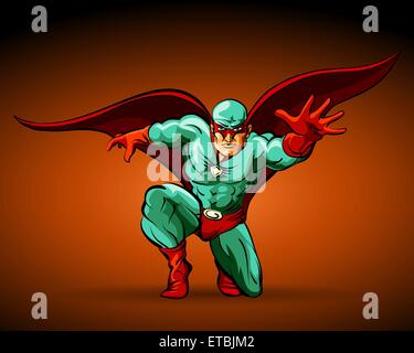 The person in a suit of the Superhero. Comic style illustration. Stock Vector