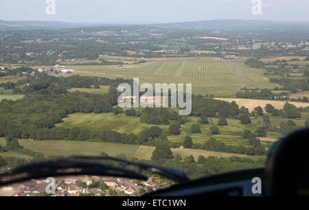 aerial view as coming into land at Redhill Aerodrome in Surrey, UK Stock Photo