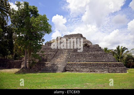 A popular day trip for cruise passengers, Chacchoben on the Mexican Riviera was settled by the Maya as early as 200 BC. Stock Photo