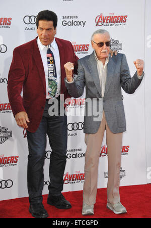 Stan Lee, left, and Lou Ferrigno arrive for the premiere of the motion ...
