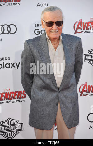LOS ANGELES, CA - APRIL 13, 2015: Stan Lee at the world premiere of 'Avengers: Age of Ultron' at the Dolby Theatre, Hollywood. Stock Photo