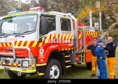 Sydney, Australia. 13th June, 2015. 10th Year of the Avalon Beach Military Tattoo for Australian Defence Forces and local volunteer community groups. Representatives of local school bands, rural new south wales fire brigade,police,State emergency services SES, retired personnel and stallholders were in attendance at this event on Sydney's northern beaches. Stock Photo