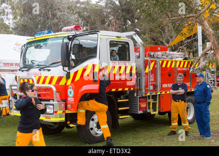 Sydney, Australia. 13th June, 2015. 10th Year of the Avalon Beach Military Tattoo for Australian Defence Forces and local volunteer community groups. Representatives of local school bands, rural new south wales fire brigade,police,State emergency services SES, retired personnel and stallholders were in attendance at this event on Sydney's northern beaches. Stock Photo