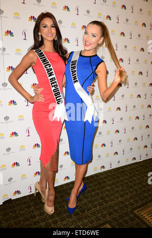 Miss Universe 2015 press junket at Miami International Crown Plaza hotel  Featuring: Miss Dominican Republic Kimberly Castillo, Miss Ukraine Diana Harkusha Where: Miami, Florida, United States When: 20 Jan 2015 Credit: JLN Photography/WENN.com Stock Photo