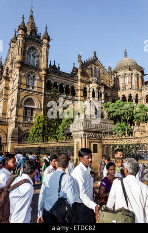 Mumbai India,Indian Asian,Fort Mumbai,Chhatrapati Shivaji Central Railways Station Terminus Area,Victorian Italianate Gothic Revival architecture,trad Stock Photo