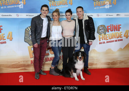 Premiere of 'Fuenf Freunde 4' at CinemaxX movie theatre  Featuring: Quirin Oettl, Neele Marie Nickel, Valeria Eisenbart, Justus Schlingensiepen, Filmhund Timmy Where: Munich, Germany When: 25 Jan 2015 Credit: Franco Gulotta/WENN.com Stock Photo