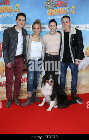 Premiere of 'Fuenf Freunde 4' at CinemaxX movie theatre  Featuring: Quirin Oettl, Neele Marie Nickel, Valeria Eisenbart, Justus Schlingensiepen, Filmhund Timmy Where: Munich, Germany When: 25 Jan 2015 Credit: Franco Gulotta/WENN.com Stock Photo