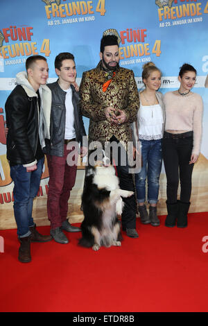 Premiere of 'Fuenf Freunde 4' at CinemaxX movie theatre  Featuring: Justus Schlingensiepen, Quirin Oettl, Harald Gloeoeckler, Neele Marie Nickel, Valeria Eisenbart, Filmhund Timmy Where: Munich, Germany When: 25 Jan 2015 Credit: Franco Gulotta/WENN.com Stock Photo