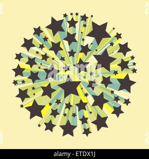 Abstract geometrical 3d multi-colored background. Stars explosion. Vector eps 10. Stock Vector