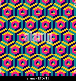 Seamless abstract 3d background with hexagonal elements. Vector illustration. Stock Vector