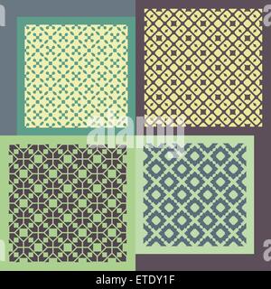 Set of four seamless patterns. Vintage geometric ornaments. Can be used for wallpaper, pattern fills, web page background. Stock Vector