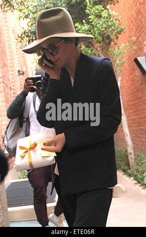 Maggie Gyllenhaal goes to the doctors office holding a gift in Beverly Hills  Featuring: Maggie Gyllenhaal Where: Beverly Hills, California, United States When: 28 Jan 2015 Credit: WENN.com Stock Photo