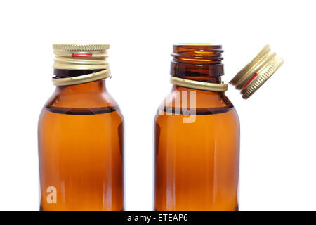 Brown medicine bottle isolated on white background Stock Photo