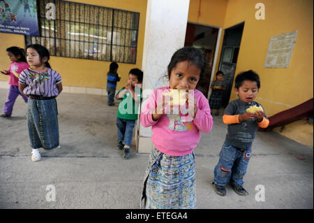 Guatemala indigenous children at preschool in Tierra Linda, Solola, Guatemala. Stock Photo