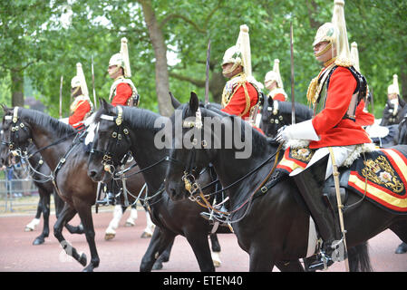 The Mall, London, UK. 13th June 2015. Crowds watch the annual Trooping the Colour, the Queen's Birthday Parade. Credit:  Matthew Chattle/Alamy Live News Stock Photo